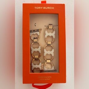 Tory Burch Gold/White Double T Apple Watch band BNWT
